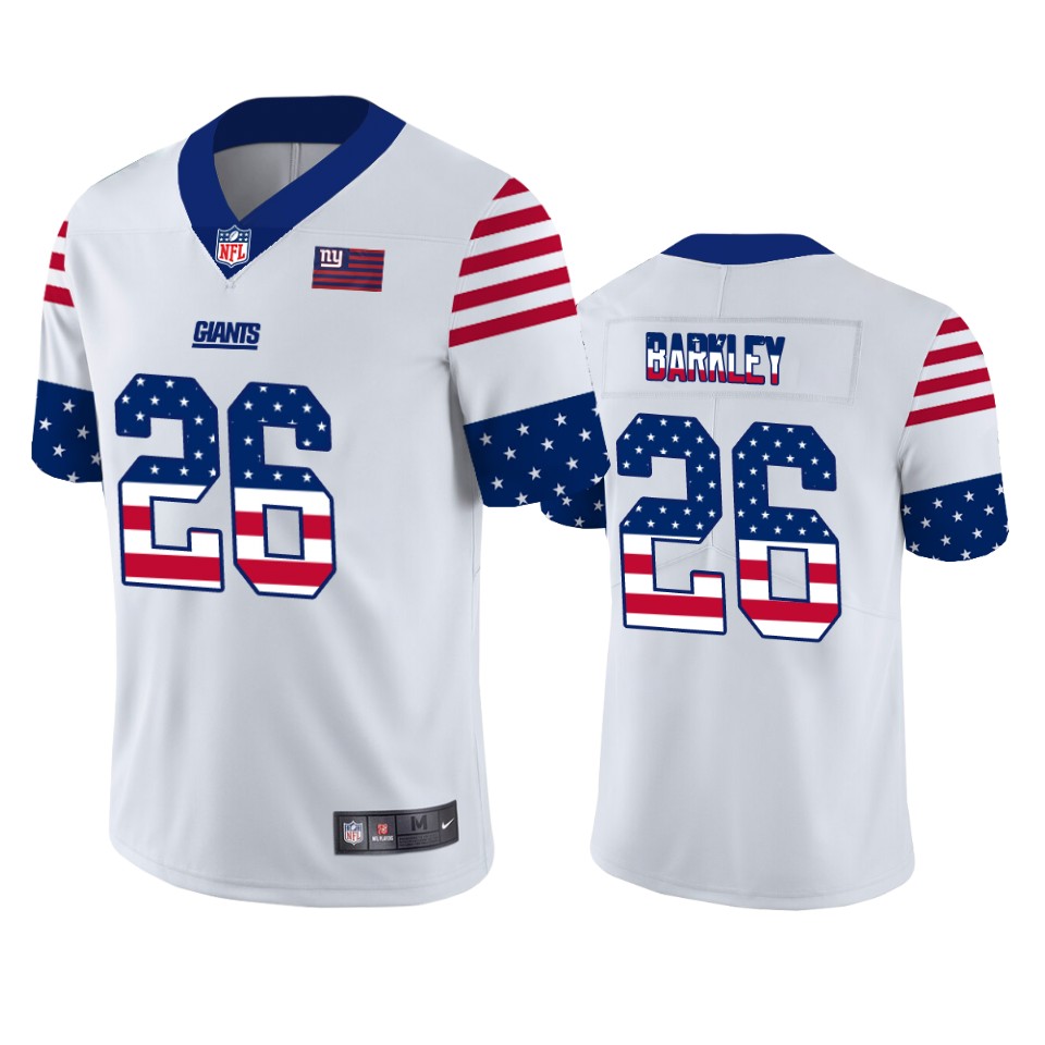 New York Giants #26 Saquon Barkley White Men's Nike Team Logo USA Flag Vapor Untouchable Limited NFL Jersey New York Giants #26 Saquon Barkley White Men's Nike Team Logo USA Flag Vapor Untouchable Limited NFL Jersey