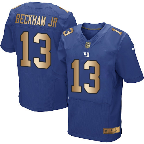 Nike Giants #13 Odell Beckham Jr Royal Blue Team Color Men's Stitched NFL Elite Gold Jersey Nike Giants #13 Odell Beckham Jr Royal Blue Team Color Men's Stitched NFL Elite Gold Jersey