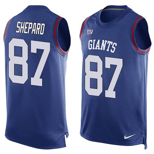 Nike Giants #87 Sterling Shepard Royal Blue Team Color Men's Stitched NFL Limited Tank Top Jersey Nike Giants #87 Sterling Shepard Royal Blue Team Color Men's Stitched NFL Limited Tank Top Jersey