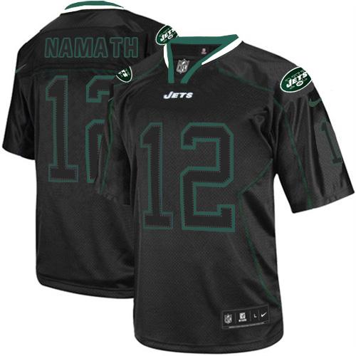 Nike Jets #12 Joe Namath Lights Out Black Men's Stitched NFL Elite Jersey Nike Jets #12 Joe Namath Lights Out Black Men's Stitched NFL Elite Jersey