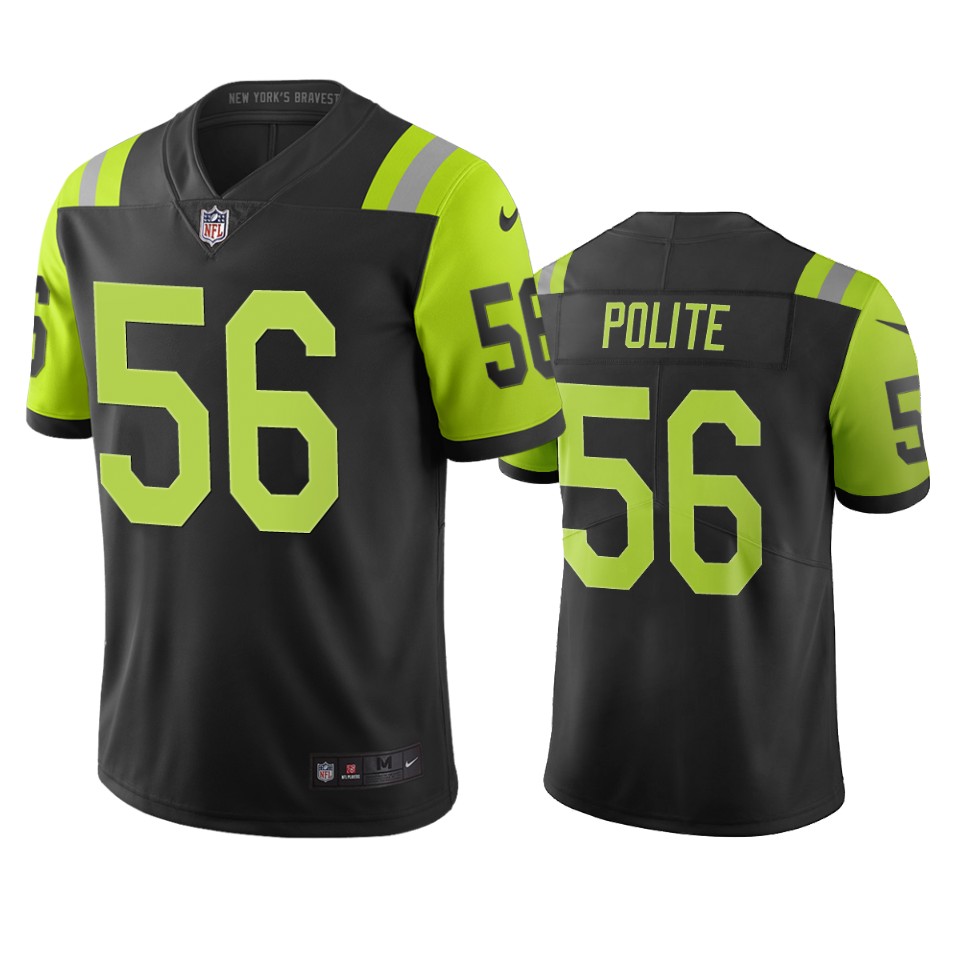 New York Jets #56 Jachai Polite Black Green Vapor Limited City Edition NFL Jersey New York Jets #56 Jachai Polite Black Green Vapor Limited City Edition NFL Jersey