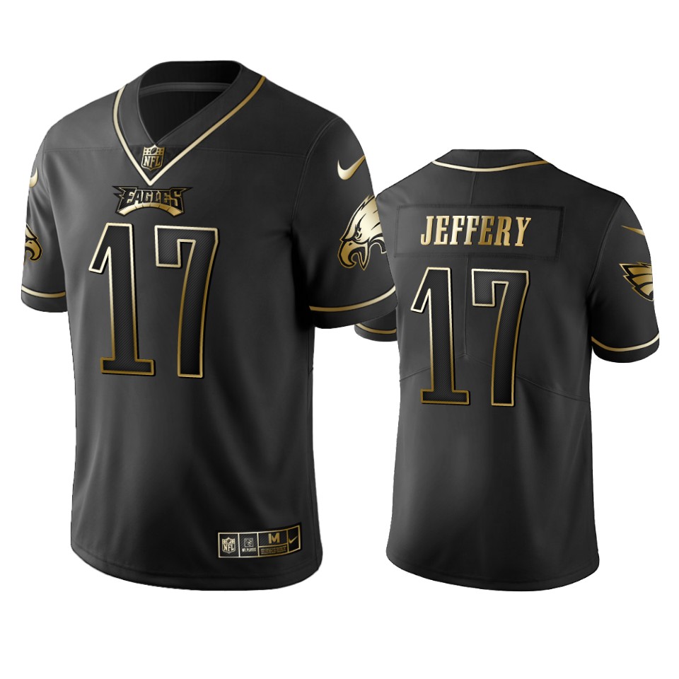 Nike Eagles #17 Alshon Jeffery Black Golden Limited Edition Stitched NFL Jersey Nike Eagles #17 Alshon Jeffery Black Golden Limited Edition Stitched NFL Jersey