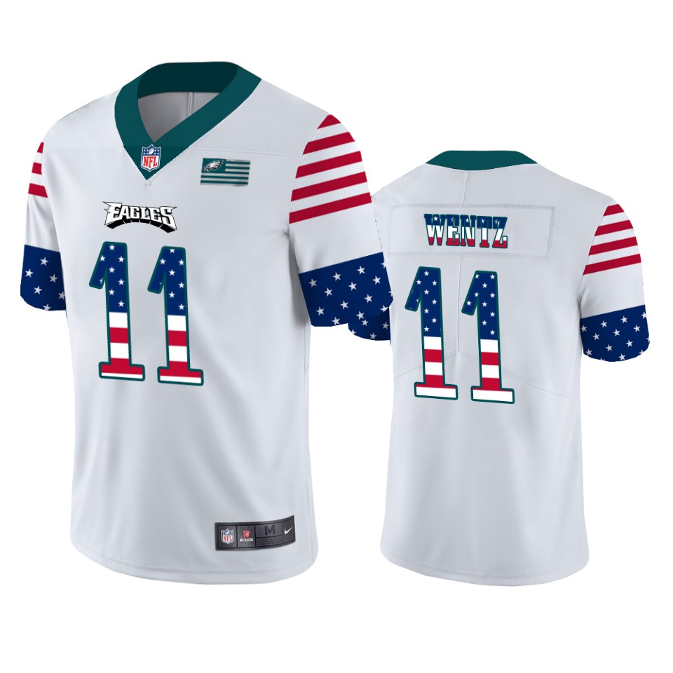 Philadelphia Eagles #11 Carson Wentz White Men's Nike Team Logo USA Flag Vapor Untouchable Limited NFL Jersey Philadelphia Eagles #11 Carson Wentz White Men's Nike Team Logo USA Flag Vapor Untouchable Limited NFL Jersey