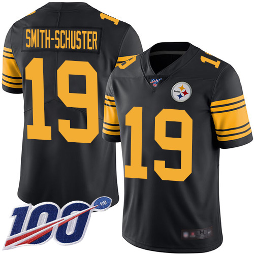 Nike Steelers #19 JuJu Smith-Schuster Black Men's Stitched NFL Limited Rush 100th Season Jersey Nike Steelers #19 JuJu Smith-Schuster Black Men's Stitched NFL Limited Rush 100th Season Jersey