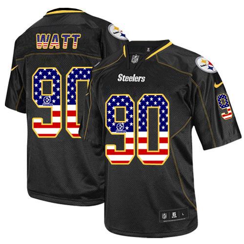 Nike Steelers #90 T. J. Watt Black Men's Stitched NFL Elite USA Flag Fashion Jersey Nike Steelers #90 T. J. Watt Black Men's Stitched NFL Elite USA Flag Fashion Jersey