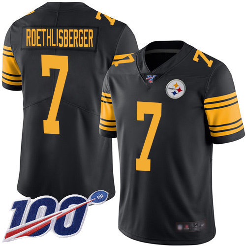 Nike Steelers #7 Ben Roethlisberger Black Men's Stitched NFL Limited Rush 100th Season Jersey Nike Steelers #7 Ben Roethlisberger Black Men's Stitched NFL Limited Rush 100th Season Jersey