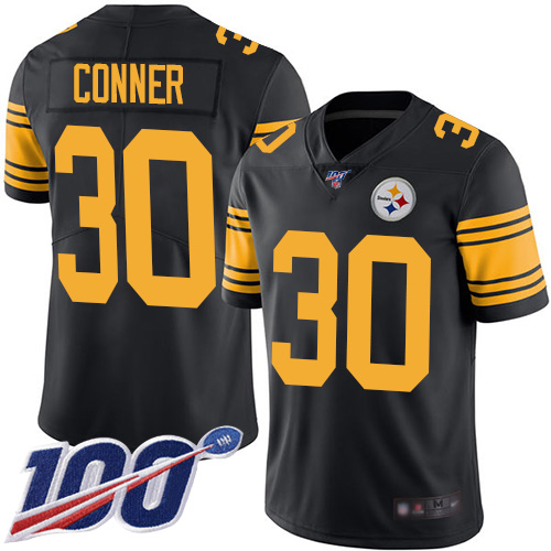 Nike Steelers #30 James Conner Black Men's Stitched NFL Limited Rush 100th Season Jersey Nike Steelers #30 James Conner Black Men's Stitched NFL Limited Rush 100th Season Jersey