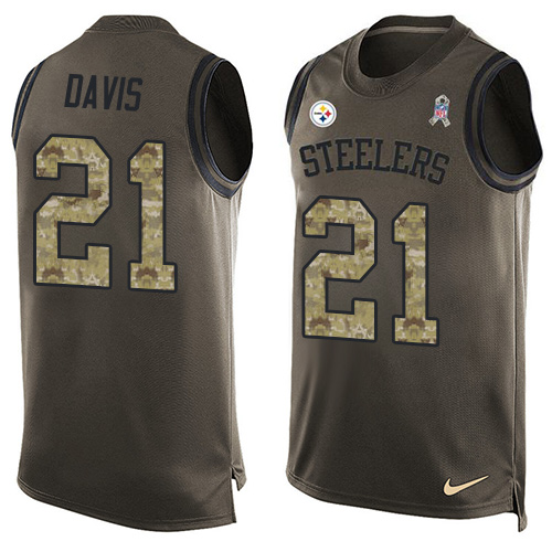 Nike Steelers #21 Sean Davis Green Men's Stitched NFL Limited Salute To Service Tank Top Jersey Nike Steelers #21 Sean Davis Green Men's Stitched NFL Limited Salute To Service Tank Top Jersey