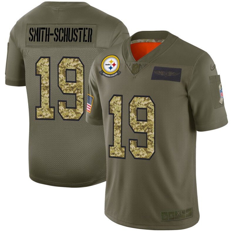 Pittsburgh Steelers #19 JuJu Smith-Schuster Men's Nike 2019 Olive Camo Salute To Service Limited NFL Jersey Pittsburgh Steelers #19 JuJu Smith-Schuster Men's Nike 2019 Olive Camo Salute To Service Limited NFL Jersey