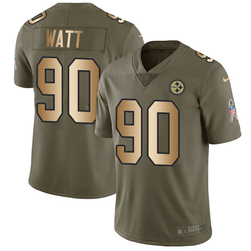Nike Steelers #90 T. J. Watt Olive/Gold Men's Stitched NFL Limited 2017 Salute To Service Jersey Nike Steelers #90 T. J. Watt Olive/Gold Men's Stitched NFL Limited 2017 Salute To Service Jersey