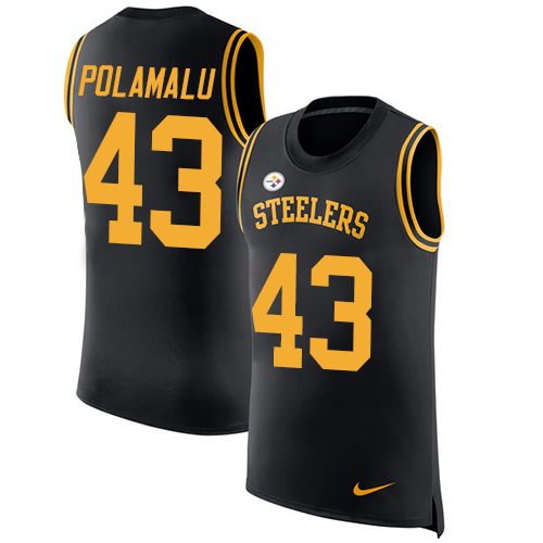 Nike Steelers #43 Troy Polamalu Black Team Color Men's Stitched NFL Limited Rush Tank Top Jersey Nike Steelers #43 Troy Polamalu Black Team Color Men's Stitched NFL Limited Rush Tank Top Jersey
