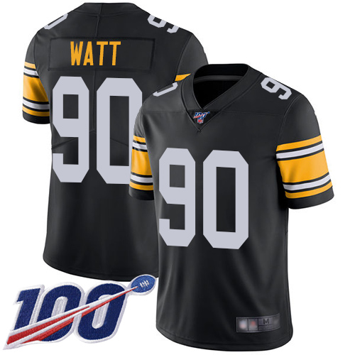 Nike Steelers #90 T. J. Watt Black Alternate Men's Stitched NFL 100th Season Vapor Limited Jersey Nike Steelers #90 T. J. Watt Black Alternate Men's Stitched NFL 100th Season Vapor Limited Jersey