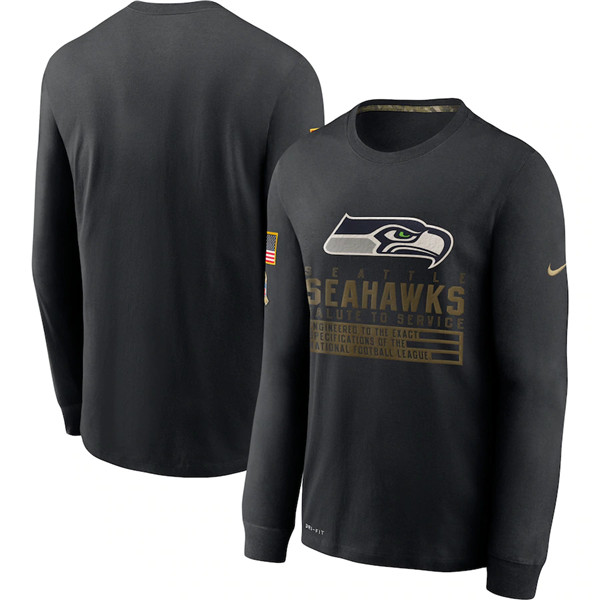 Men's Seattle Seahawks Black NFL 2020 Salute To Service Sideline Performance Long Sleeve T-Shirt Men's Seattle Seahawks Black NFL 2020 Salute To Service Sideline Performance Long Sleeve T-Shirt