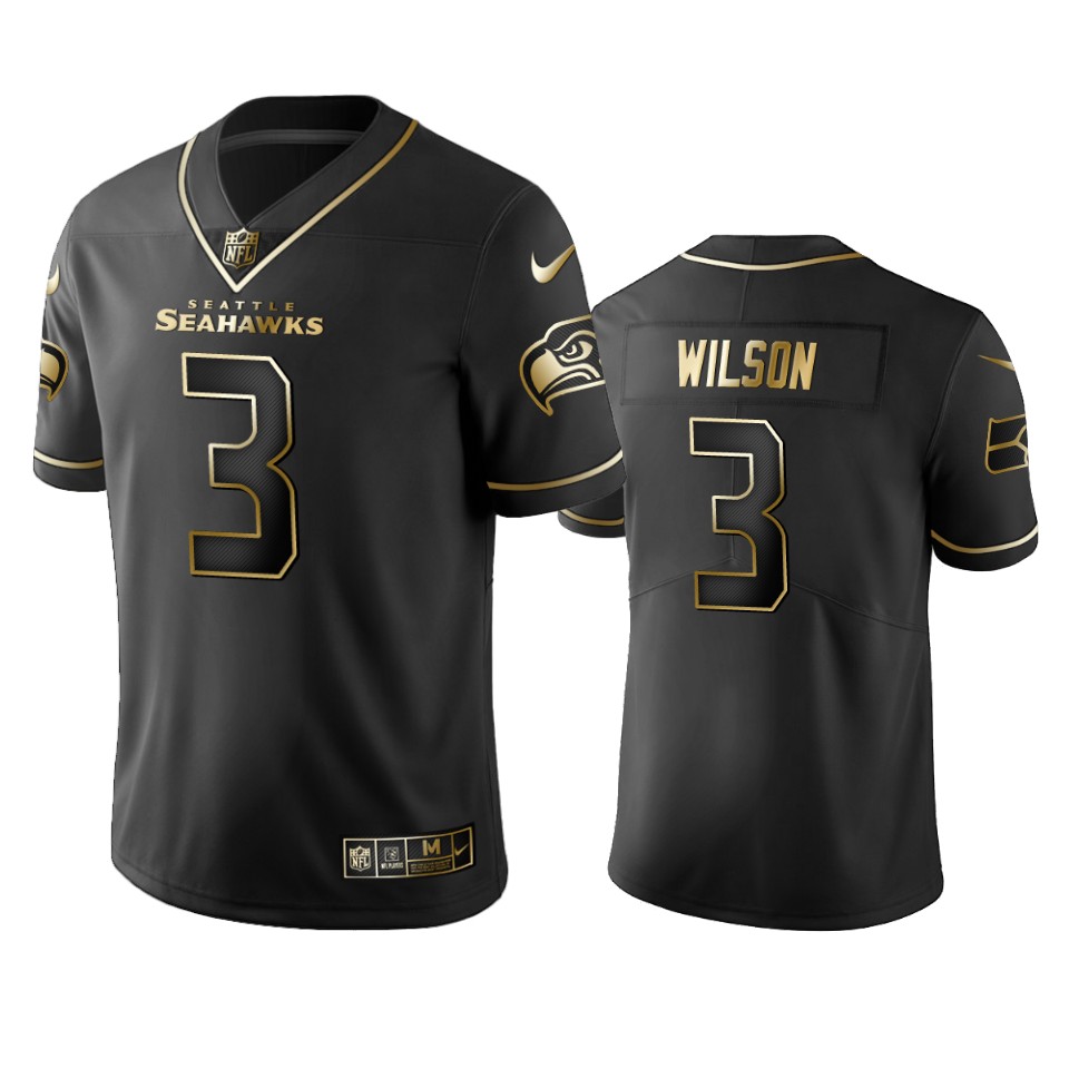 Seahawks #3 Russell Wilson Men's Stitched NFL Vapor Untouchable Limited Black Golden Jersey Seahawks #3 Russell Wilson Men's Stitched NFL Vapor Untouchable Limited Black Golden Jersey