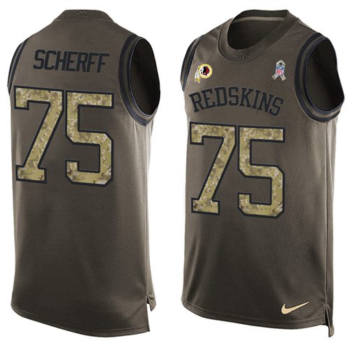 Nike Redskins #75 Brandon Scherff Green Men's Stitched NFL Limited Salute To Service Tank Top Jersey Nike Redskins #75 Brandon Scherff Green Men's Stitched NFL Limited Salute To Service Tank Top Jersey