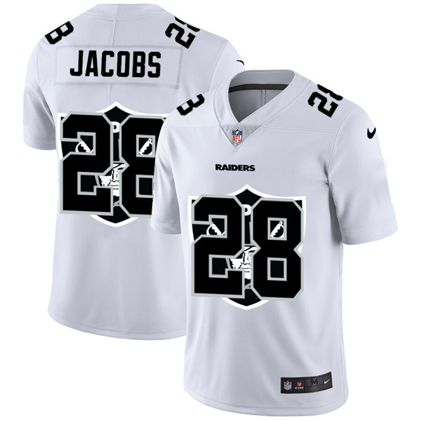 Men's Oakland Raiders #28 Josh Jacobs White NFL Stitched Jersey Men's Oakland Raiders #28 Josh Jacobs White NFL Stitched Jersey