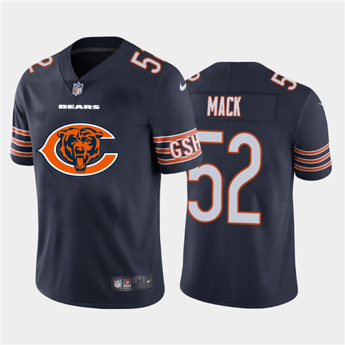 Men's Chicago Bears #52 Khalil Mack Navy 2020 Team Big Logo Limited Stitched Jersey Men's Chicago Bears #52 Khalil Mack Navy 2020 Team Big Logo Limited Stitched Jersey