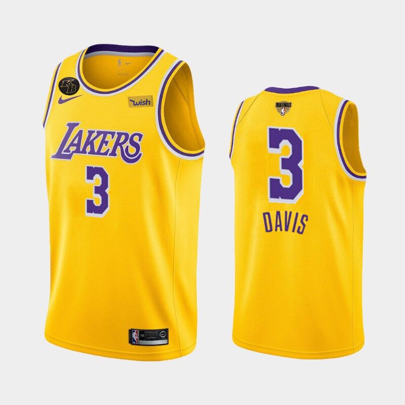 Men's Los Angeles Lakers #3 Anthony Davis 2020 Gold NFL Finals Bound With KB Patch Stitched Jersey Men's Los Angeles Lakers #3 Anthony Davis 2020 Gold NFL Finals Bound With KB Patch Stitched Jersey