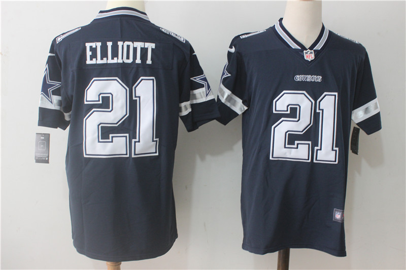 Men's  Dallas Cowboys #21 Ezekiel Elliott Navy Blue Team Color Stitched NFL Vapor Untouchable Limited Jerse