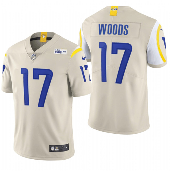 Men's Los Angeles Rams #17 Robert Woods NFL 2020 Bone Vapor Limited Stitched Jersey Men's Los Angeles Rams #17 Robert Woods NFL 2020 Bone Vapor Limited Stitched Jersey
