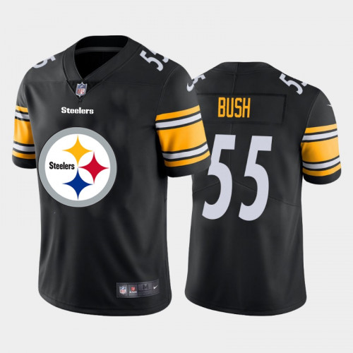 Men's Pittsburgh Steelers #55 Devin Bush Black 2020 Team Big Logo Limited Stitched Jersey Men's Pittsburgh Steelers #55 Devin Bush Black 2020 Team Big Logo Limited Stitched Jersey