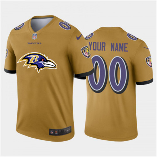 Men's Baltimore Ravens ACTIVE PLAYER Custom Gold Team Big Logo Limited Stitched Jersey Men's Baltimore Ravens ACTIVE PLAYER Custom Gold Team Big Logo Limited Stitched Jersey