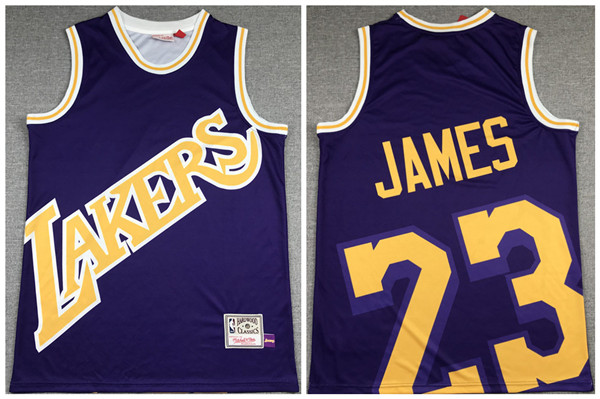 Men's Los Angeles Lakers #23 LeBron James Purple Big Face Stitched Jersey Men's Los Angeles Lakers #23 LeBron James Purple Big Face Stitched Jersey