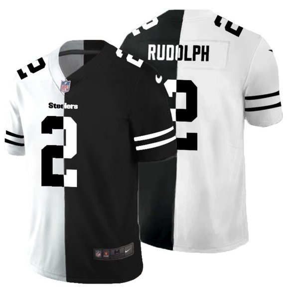 Men's Pittsburgh Steelers #2 Mason Rudolph Black &White NFL Split Limited Stitched Jersey Men's Pittsburgh Steelers #2 Mason Rudolph Black &White NFL Split Limited Stitched Jersey