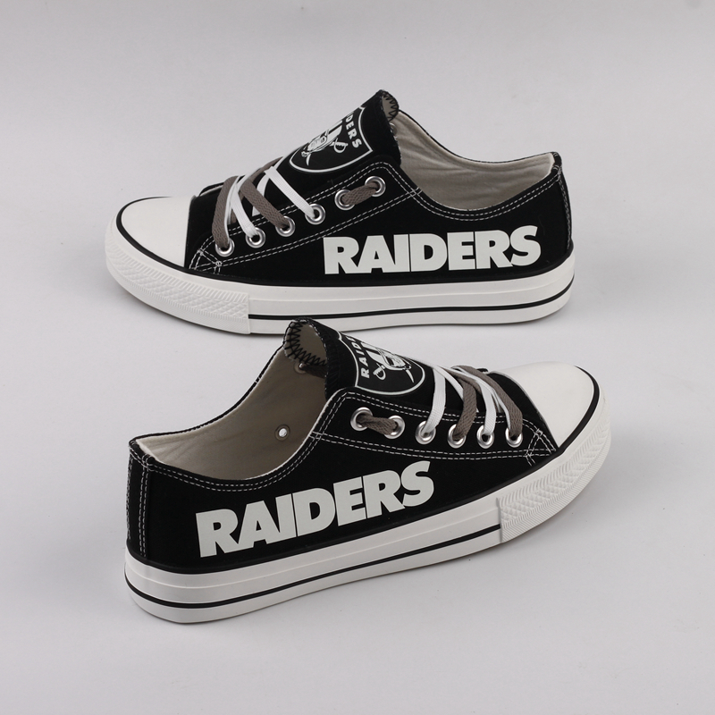 Women's Oakland Raiders Repeat Print Low Top Sneakers 006 Women's Oakland Raiders Repeat Print Low Top Sneakers 006