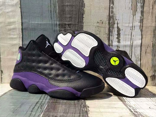 Men's Running Weapon Air Jordan 13 Black And Purple Shoes 022