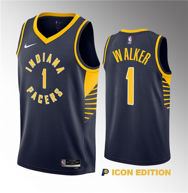 Men's Indiana Pacers #1 Jarace Walker Navy 2023 Draft Icon Edition Stitched Basketball Jersey Men's Indiana Pacers #1 Jarace Walker Navy 2023 Draft Icon Edition Stitched Basketball Jersey
