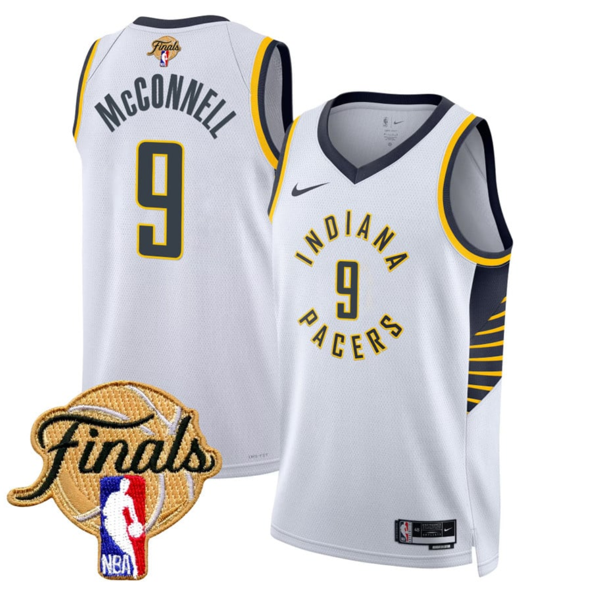 Men's Indiana Pacers #9 T.J. McConnell White 2025 Finals Association Edition Stitched Basketball Jersey Men's Indiana Pacers #9 T.J. McConnell White 2025 Finals Association Edition Stitched Basketball Jersey