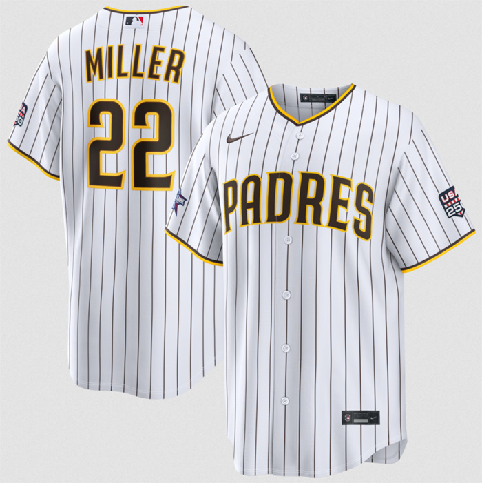 Men's San Diego Padres #22 Mason Miller White 2026 All-Star Game & USA 250 Patch Stitched Baseball Jersey