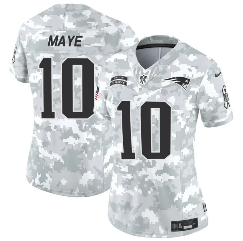 Women's New England Patriots #10 Drake Maye 2024 F.U.S.E Arctic Camo Salute to Service Limited Stitched Jersey(Run Small) Women's New England Patriots #10 Drake Maye 2024 F.U.S.E Arctic Camo Salute to Service Limited Stitched Jersey(Run Small)