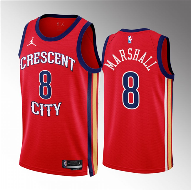 Men's New Orleans Pelicans #8 Naji Marshall Red 2022/23 Statement Edition Stitched Basketball Jersey Men's New Orleans Pelicans #8 Naji Marshall Red 2022/23 Statement Edition Stitched Basketball Jersey