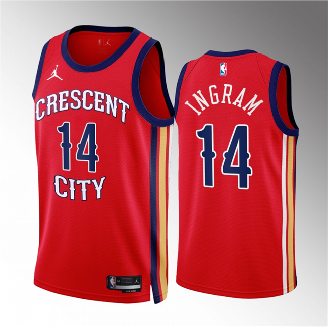 Men's New Orleans Pelicans #14 Brandon Ingram Red 2022/23 Statement Edition Stitched Basketball Jersey Men's New Orleans Pelicans #14 Brandon Ingram Red 2022/23 Statement Edition Stitched Basketball Jersey