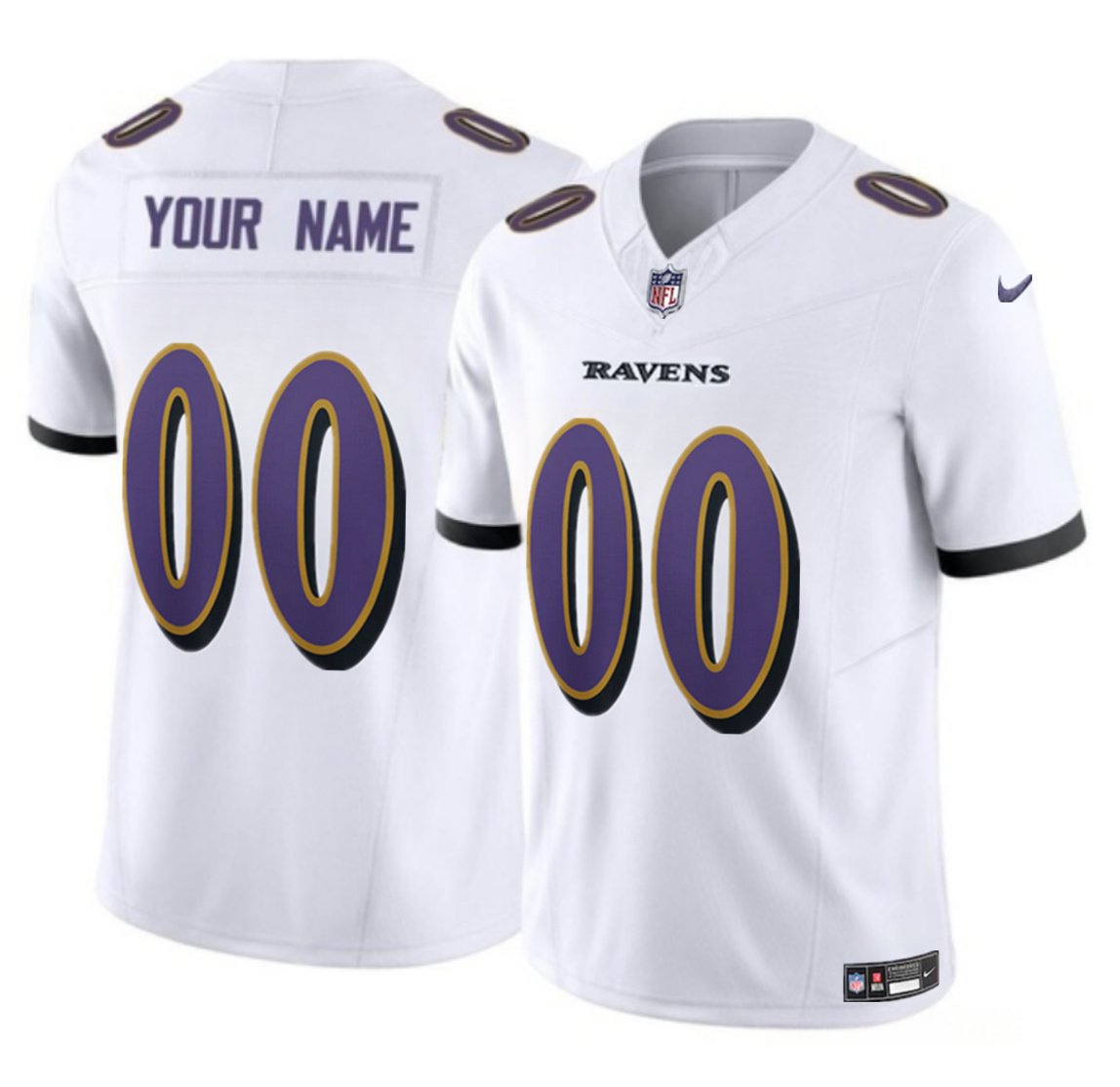 Youth Baltimore Ravens Active Player Custom White 2023 F.U.S.E Alternate Vapor Untouchable Limited Football Jersey Youth Baltimore Ravens Active Player Custom White 2023 F.U.S.E Alternate Vapor Untouchable Limited Football Jersey