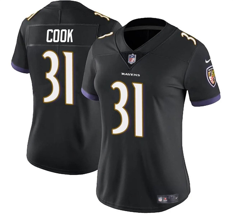 Women's Baltimore Ravens #31 Dalvin Cook Black Football Jersey(Run Small) Women's Baltimore Ravens #31 Dalvin Cook Black Football Jersey(Run Small)
