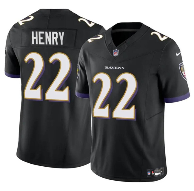 Youth Baltimore Ravens #22 Derrick Henry Black 2023 F.U.S.E. Stitched Game Jersey Youth Baltimore Ravens #22 Derrick Henry Black 2023 F.U.S.E. Stitched Game Jersey