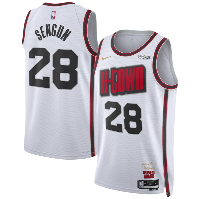 Men's Houston Rockets #28 Alperen Şengün White 2024/25 City Edition Stitched Jersey Men's Houston Rockets #28 Alperen Şengün White 2024/25 City Edition Stitched Jersey
