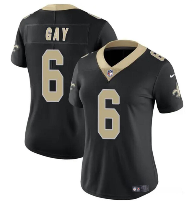 Women's New Orleans Saints #6 Willie Gay Black Vapor Stitched Game Jersey(Run Small) Women's New Orleans Saints #6 Willie Gay Black Vapor Stitched Game Jersey(Run Small)