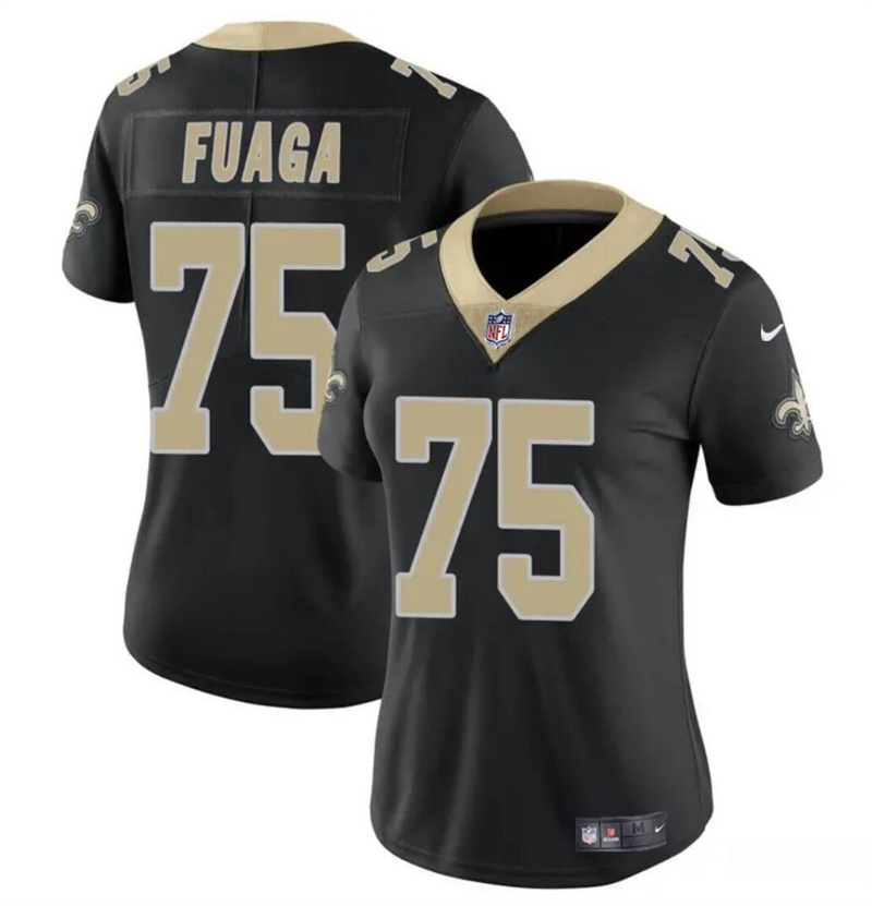 Women's New Orleans Saints #75 Taliese Fuaga Black 2024 Draft Vapor Stitched Game Jersey(Run Small) Women's New Orleans Saints #75 Taliese Fuaga Black 2024 Draft Vapor Stitched Game Jersey(Run Small)