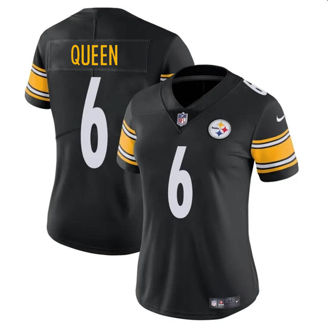 Women's Pittsburgh Steelers #6 Patrick Queen Black Vapor Stitched Football Jersey(Run Small) Women's Pittsburgh Steelers #6 Patrick Queen Black Vapor Stitched Football Jersey(Run Small)