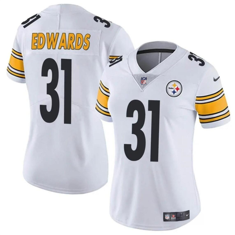 Women's Pittsburgh Steelers #31 Daijun Edwards White Vapor Stitched Football Jersey(Run Small) Women's Pittsburgh Steelers #31 Daijun Edwards White Vapor Stitched Football Jersey(Run Small)