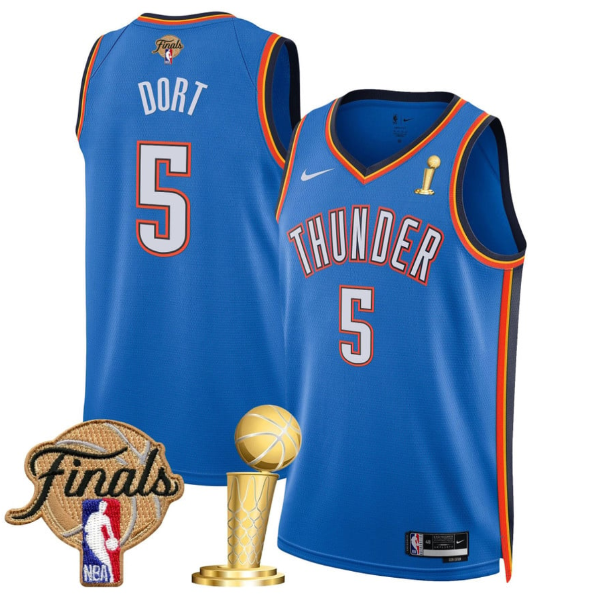Men's Oklahoma City Thunder #5 Luguentz Dort Blue 2025 Finals Champions Icon Edition Stitched Basketball Jersey Men's Oklahoma City Thunder #5 Luguentz Dort Blue 2025 Finals Champions Icon Edition Stitched Basketball Jersey