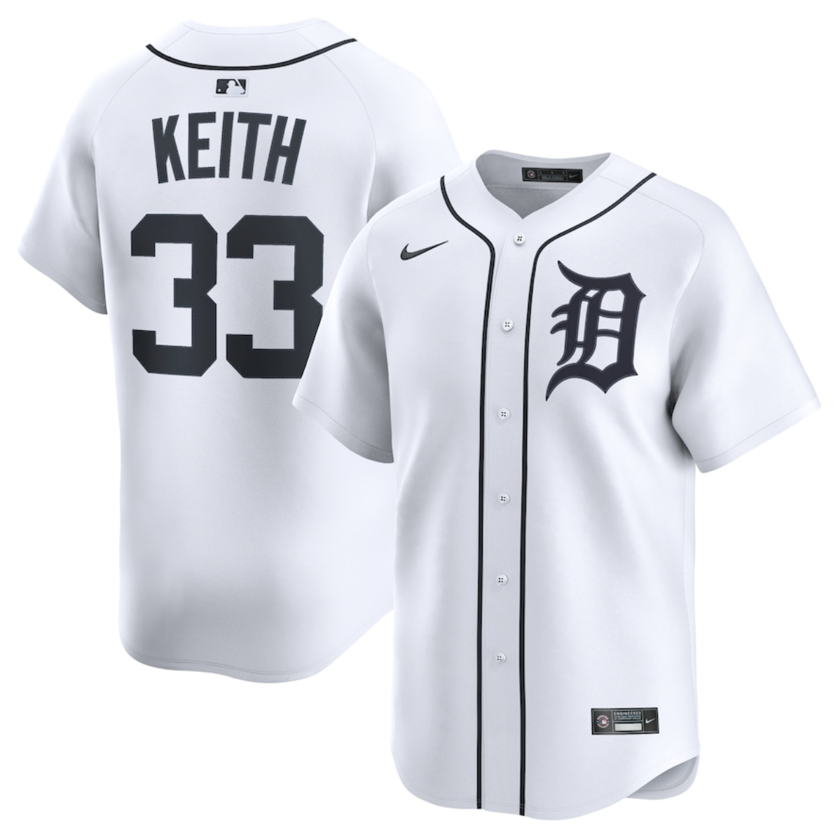 Men's Detroit Tigers #33 Colt Keith White 2024 Home Limited Stitched Baseball Jersey Men's Detroit Tigers #33 Colt Keith White 2024 Home Limited Stitched Baseball Jersey