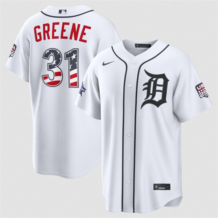 Men's Detroit Tigers #31 Riley Greene White 2026 All-Star Edition Stars & Stripes Stadium Pick-A-Player Stitched Baseball Jersey