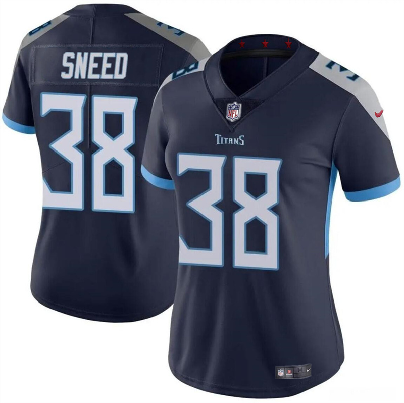 Women's Tennessee Titans #38 L'Jarius Sneed Navy Vapor Stitched Football Jersey(Run Small) Women's Tennessee Titans #38 L'Jarius Sneed Navy Vapor Stitched Football Jersey(Run Small)