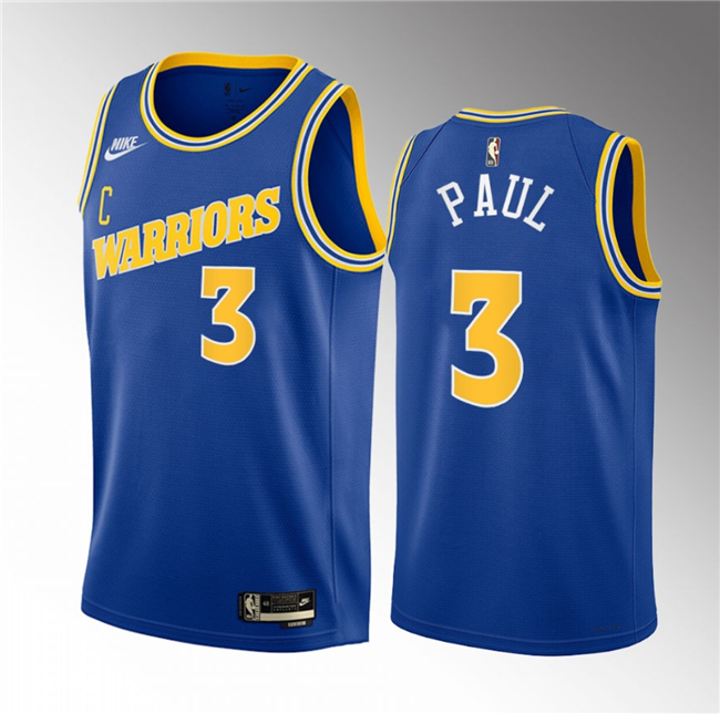 Men's Golden State Warriors #3 Chris Paul Blue Classic Edition Stitched Basketball Jersey Men's Golden State Warriors #3 Chris Paul Blue Classic Edition Stitched Basketball Jersey