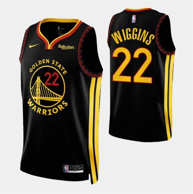 Men's Golden State Warriors #22 Andrew Wiggins Black 2023/24 City Edition Stitched Basketball Jersey Men's Golden State Warriors #22 Andrew Wiggins Black 2023/24 City Edition Stitched Basketball Jersey